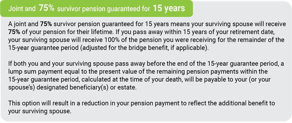 Information about the option "Joint and 75% survivor pension guaranteed for 15 years"